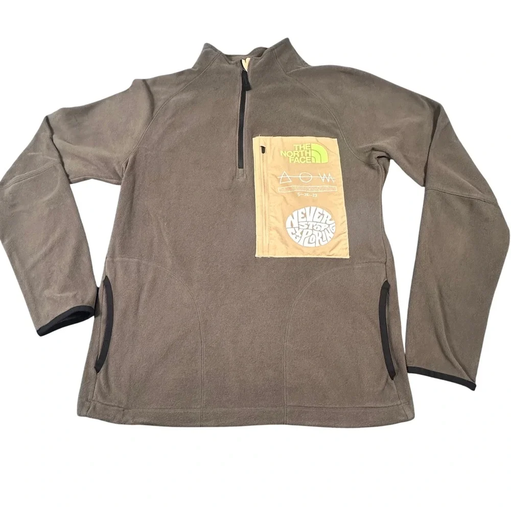 The North Face Trailwear Polartec 1/4 Zip Fleece Mens XS Olive Green Pullover